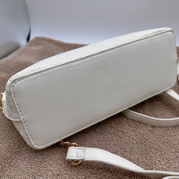 Anne Klein Triple Compartment Crossbody Bag Gold Chain Strap Monogram Design - Picture 9 of 13